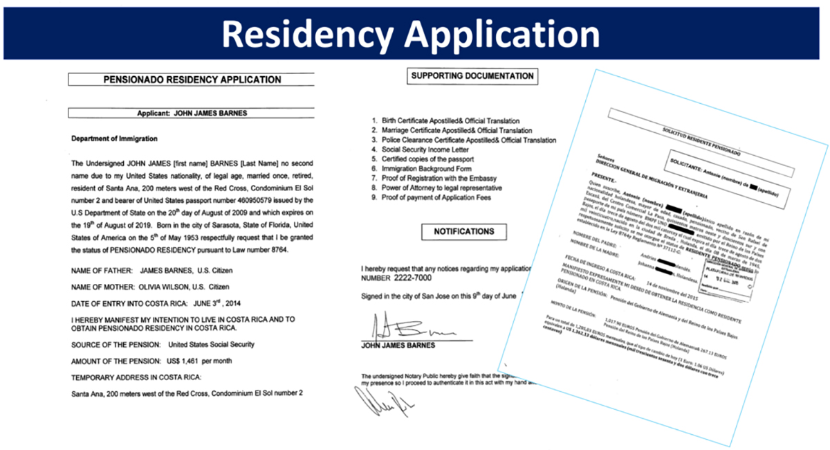 What documents are required for Costa Rica residency?