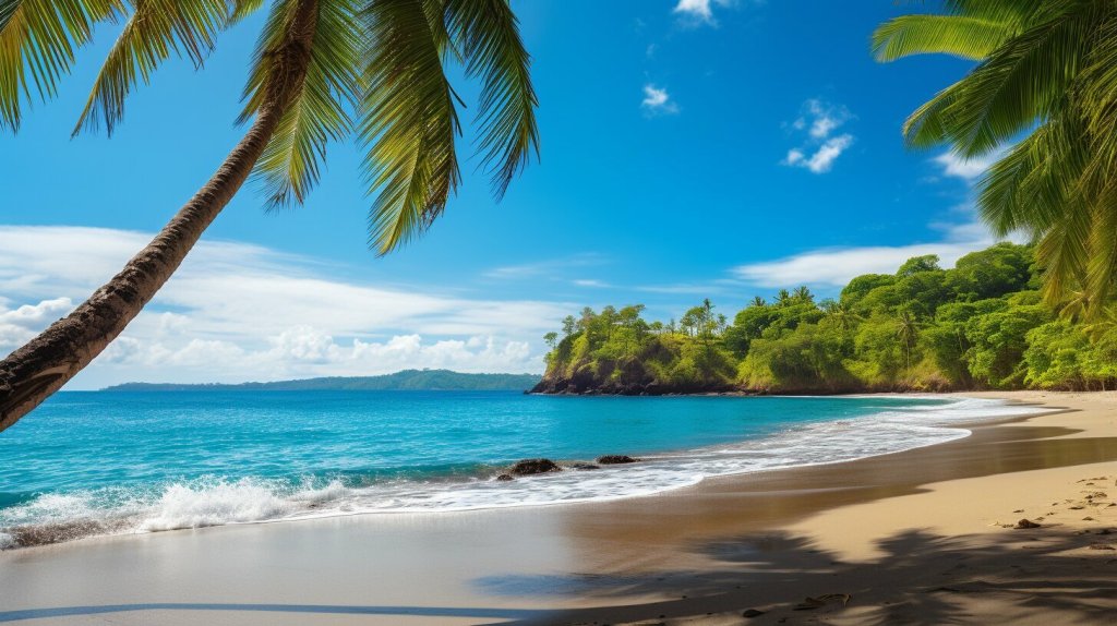 Costa Rica beach with palm trees