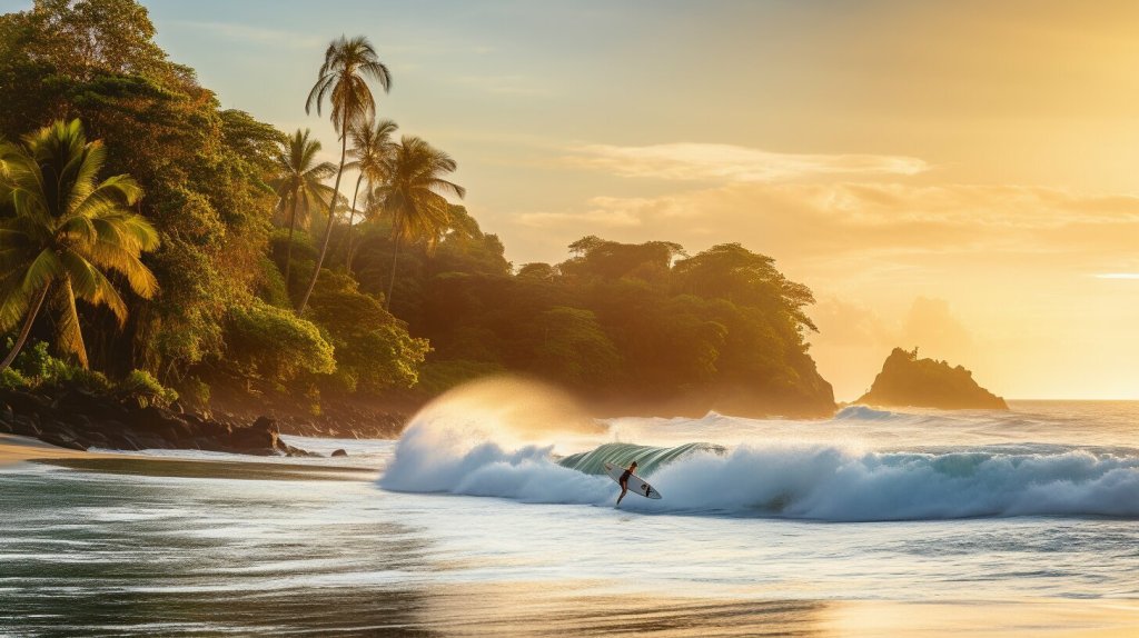 Costa Rican man surfing