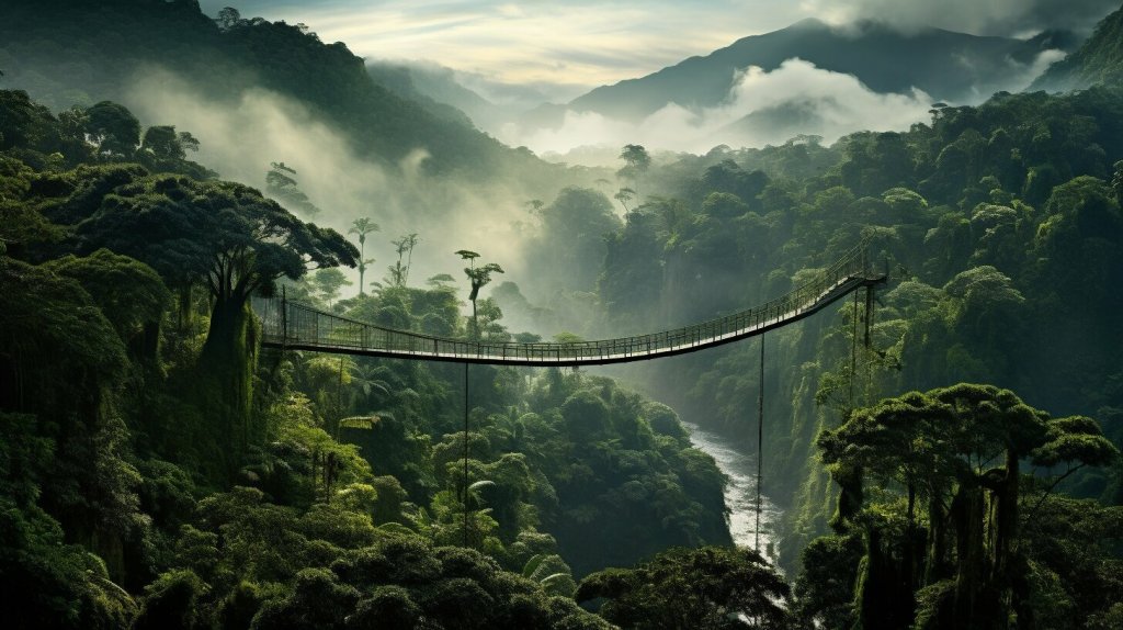 Costa Rica iconic landmark Hanging Bridges in Monteverde