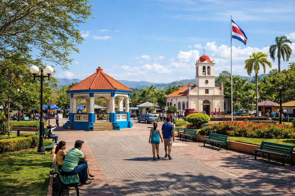 Town plaza in Guanacaste, Costa Rica
