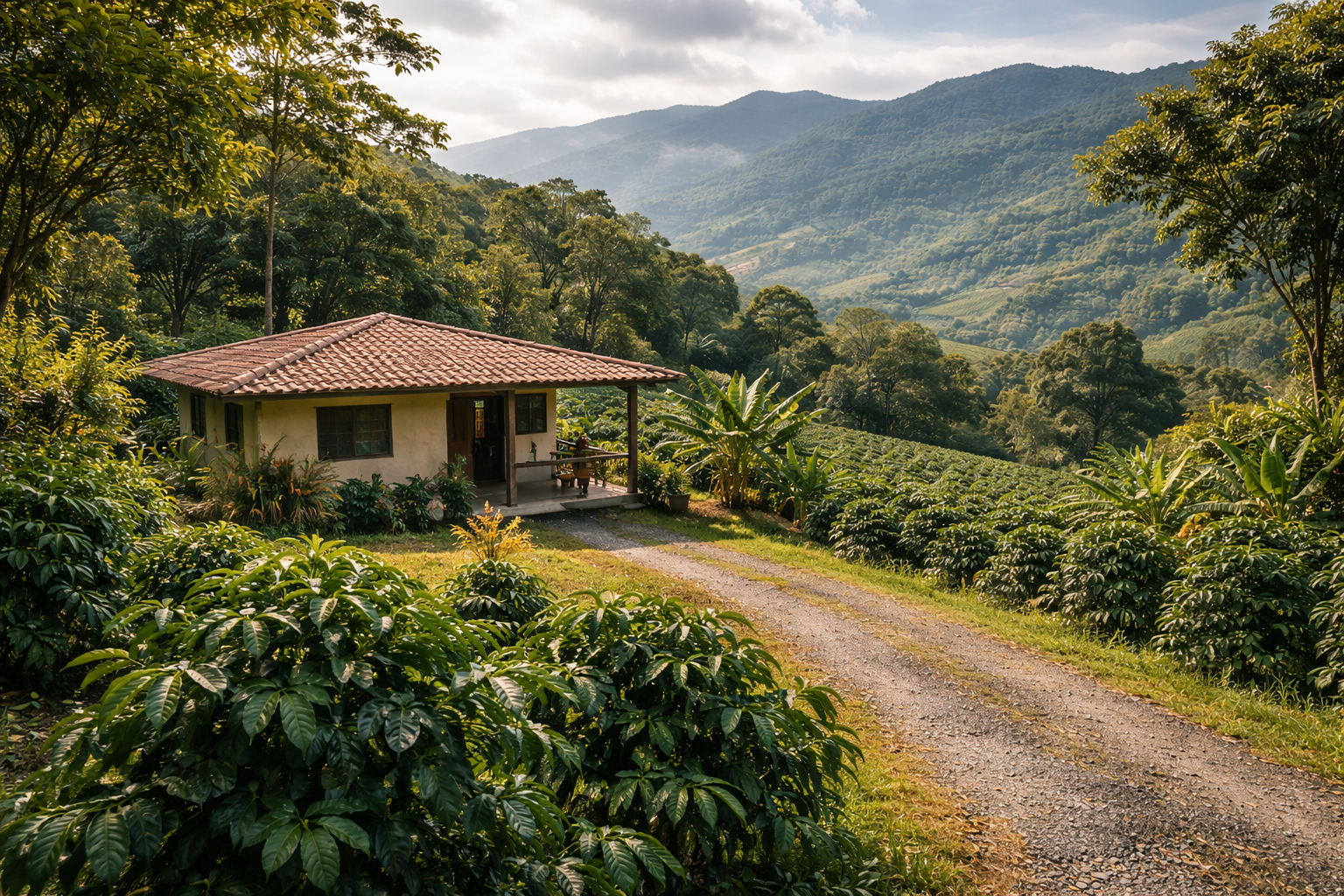 A residential home in a rural Costa Rican coffee region