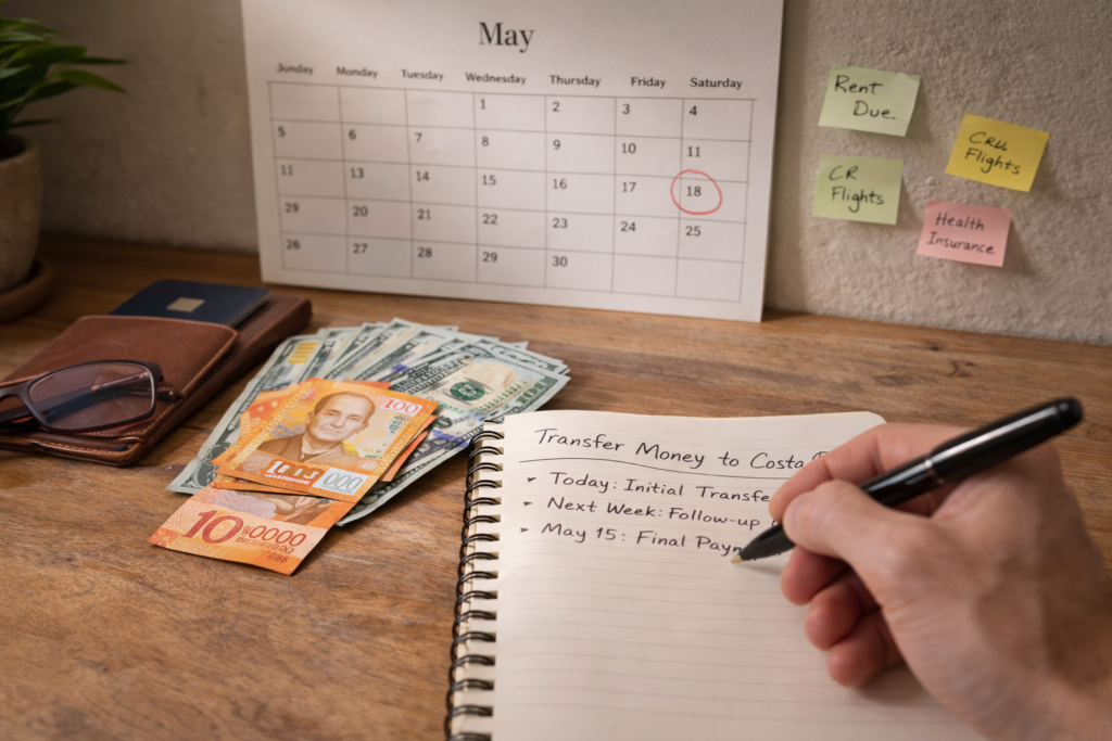 Planning finances with a notebook and calendar