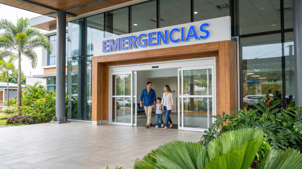 The entrance to a modern hospital emergency room in Costa Rica.