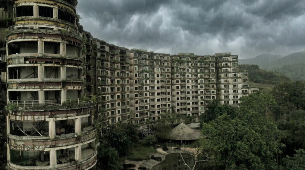 The abandoned Sonesta Jacó Resort is now heavily guarded, a silent and inaccessible monument to a failed investment.