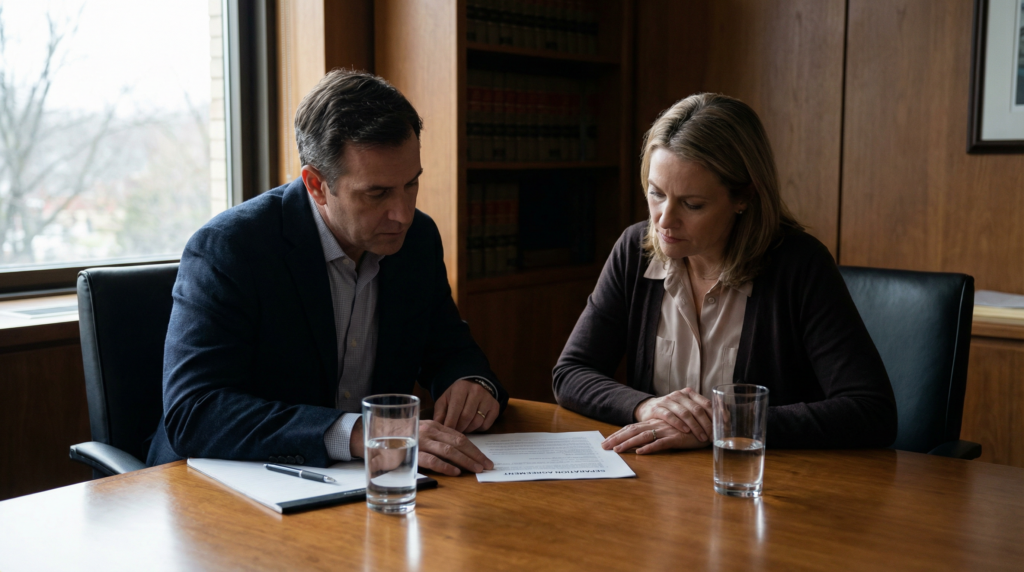 A manager and employee discussing termination, illustrating the formal process required when legally hiring workers in Costa Rica.