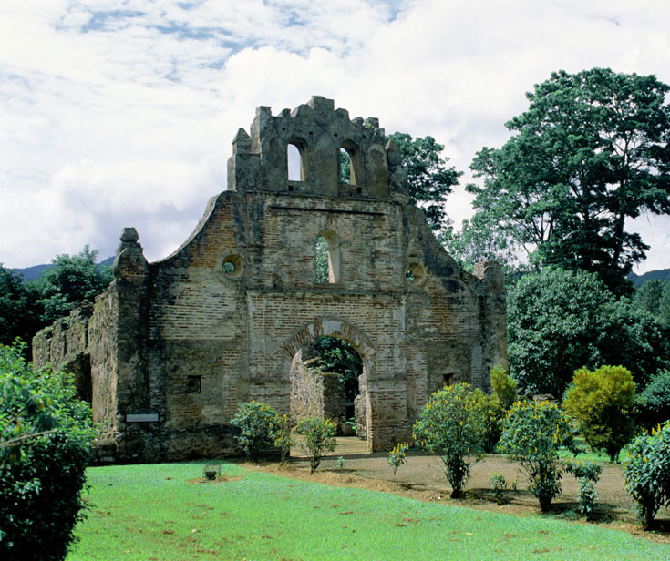 Historic Spanish colonial church with white walls and traditional architecture in Costa Rica