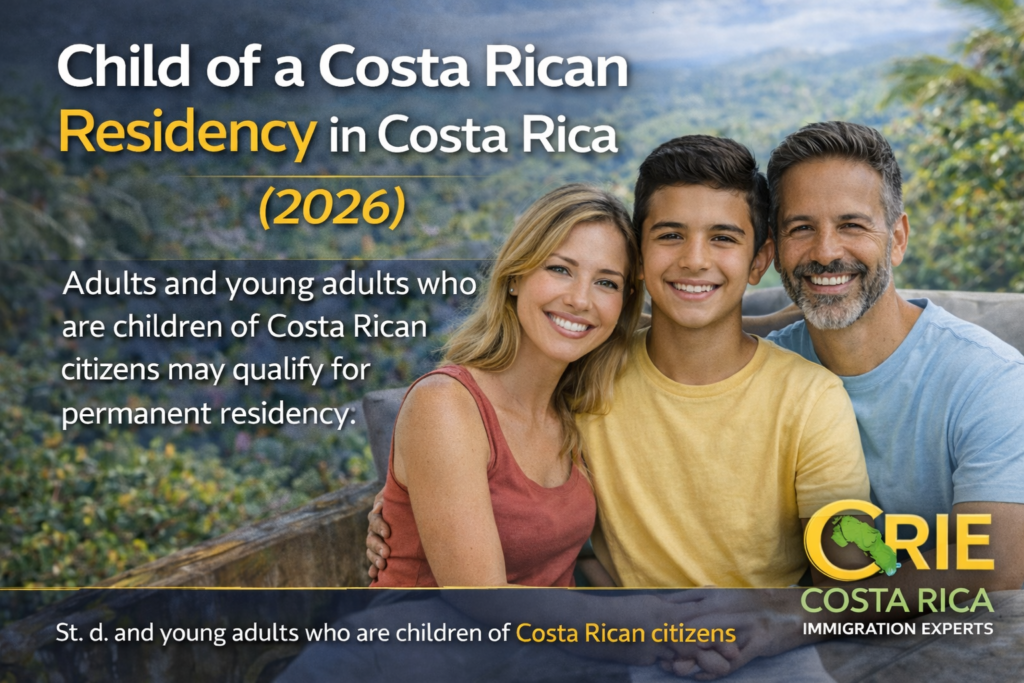 Eighteen-year-old child with Costa Rican father and North American mother sitting outdoors in Costa Rica representing family-ties residency eligibility