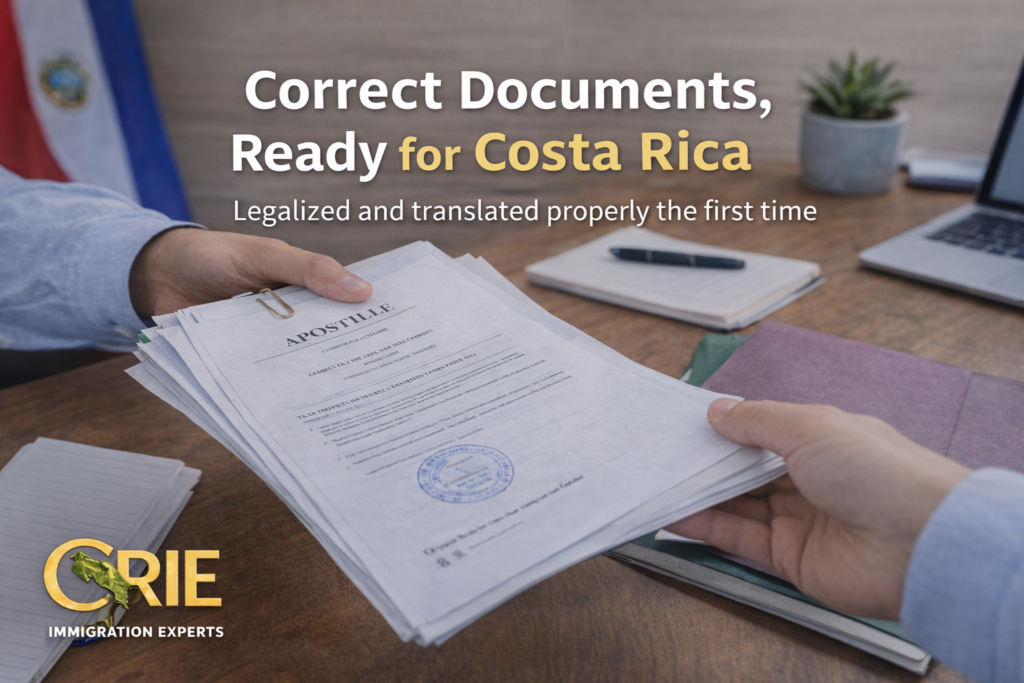 Receiving completed apostille and translated documents ready for Costa Rica
