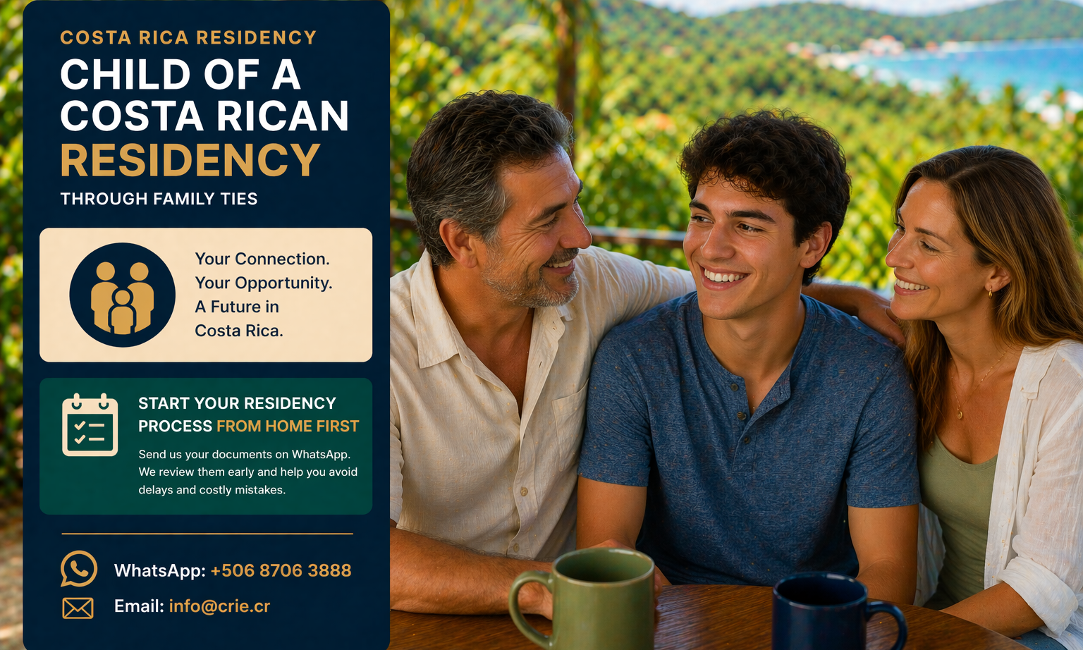 Young adult with Costa Rican parents representing residency through family ties in Costa Rica