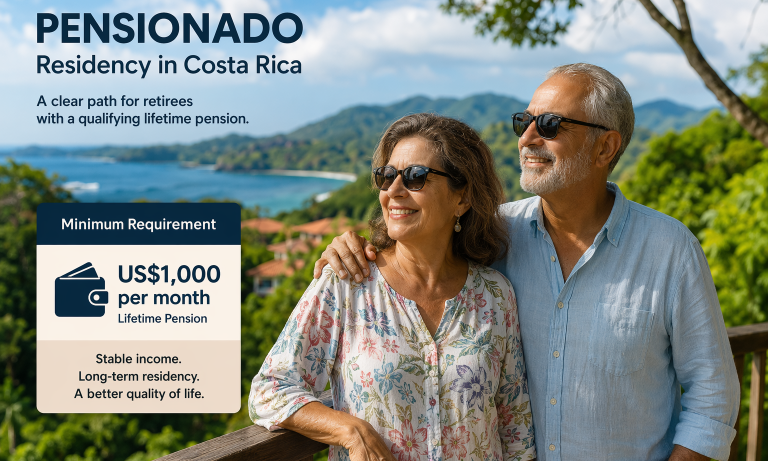 Pensionado residency in Costa Rica can apply to retirees and people with qualifying lifetime disability pensions