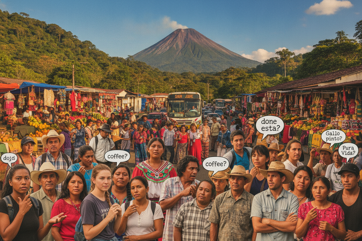 Montage depicting the challenges of language and cultural barriers in Costa Rica