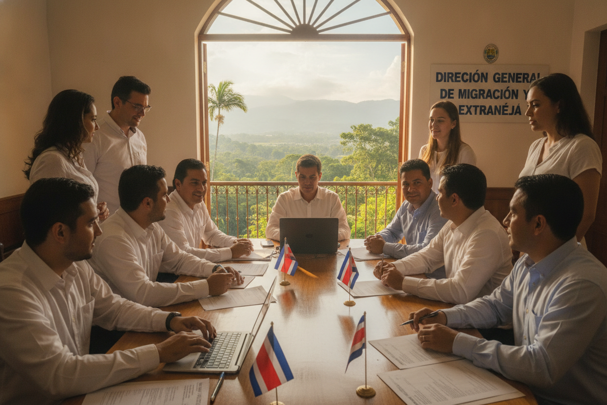 A consultation meeting outdoors in Costa Rica
