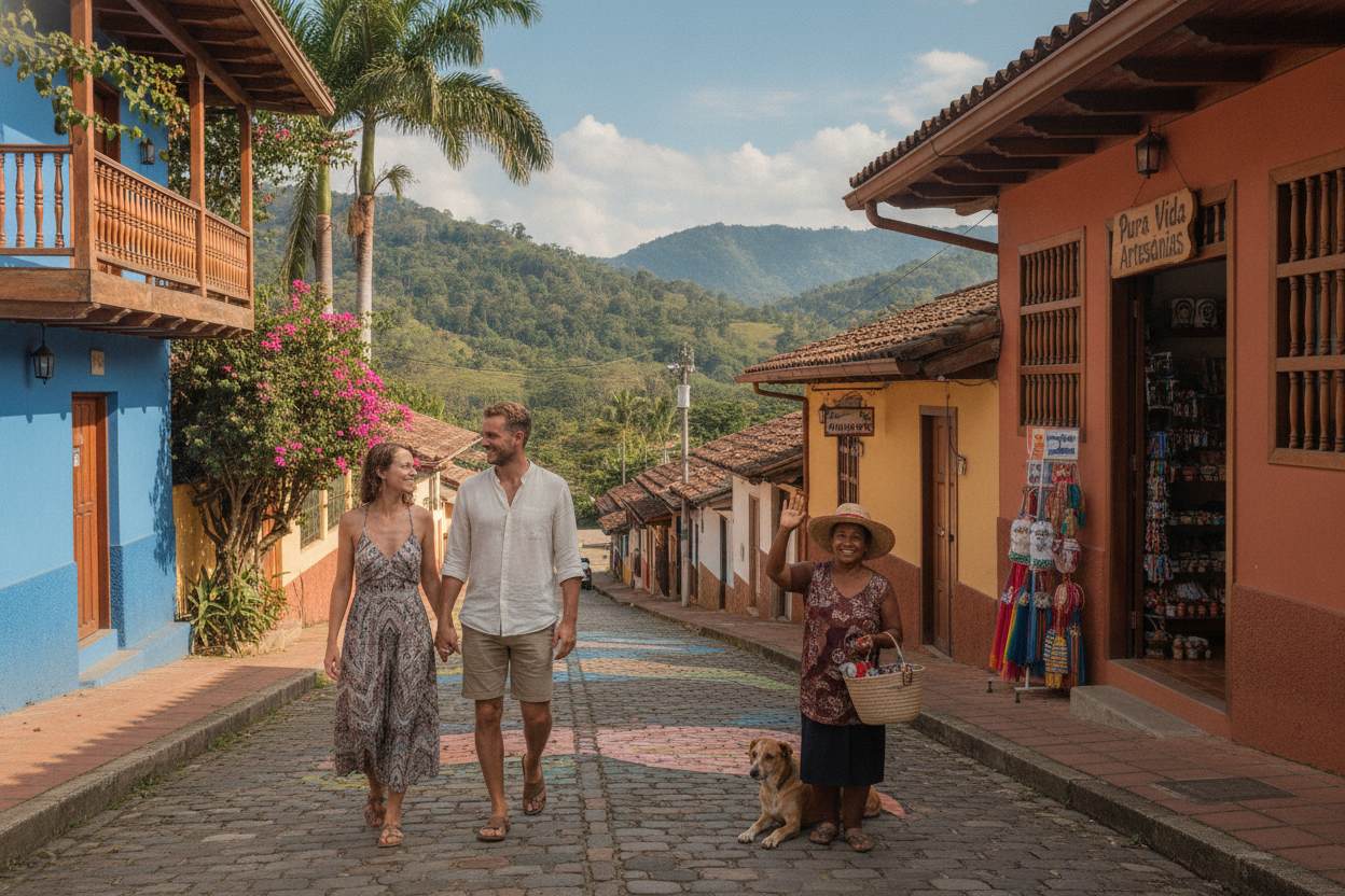 Street scene in Costa Rica highlighting safety and security