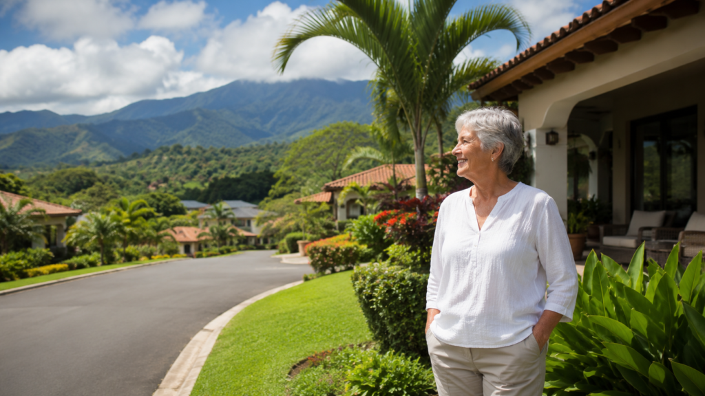 Retired person enjoying everyday life near a comfortable home in Costa Rica