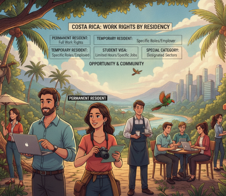 Costa Rica Work Rights by Residency Category