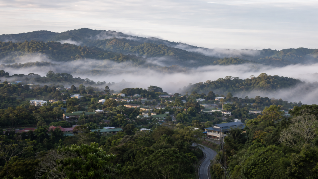 Santa Elena, Monteverde, the small cloud-forest town where the 2005 bank siege took place.