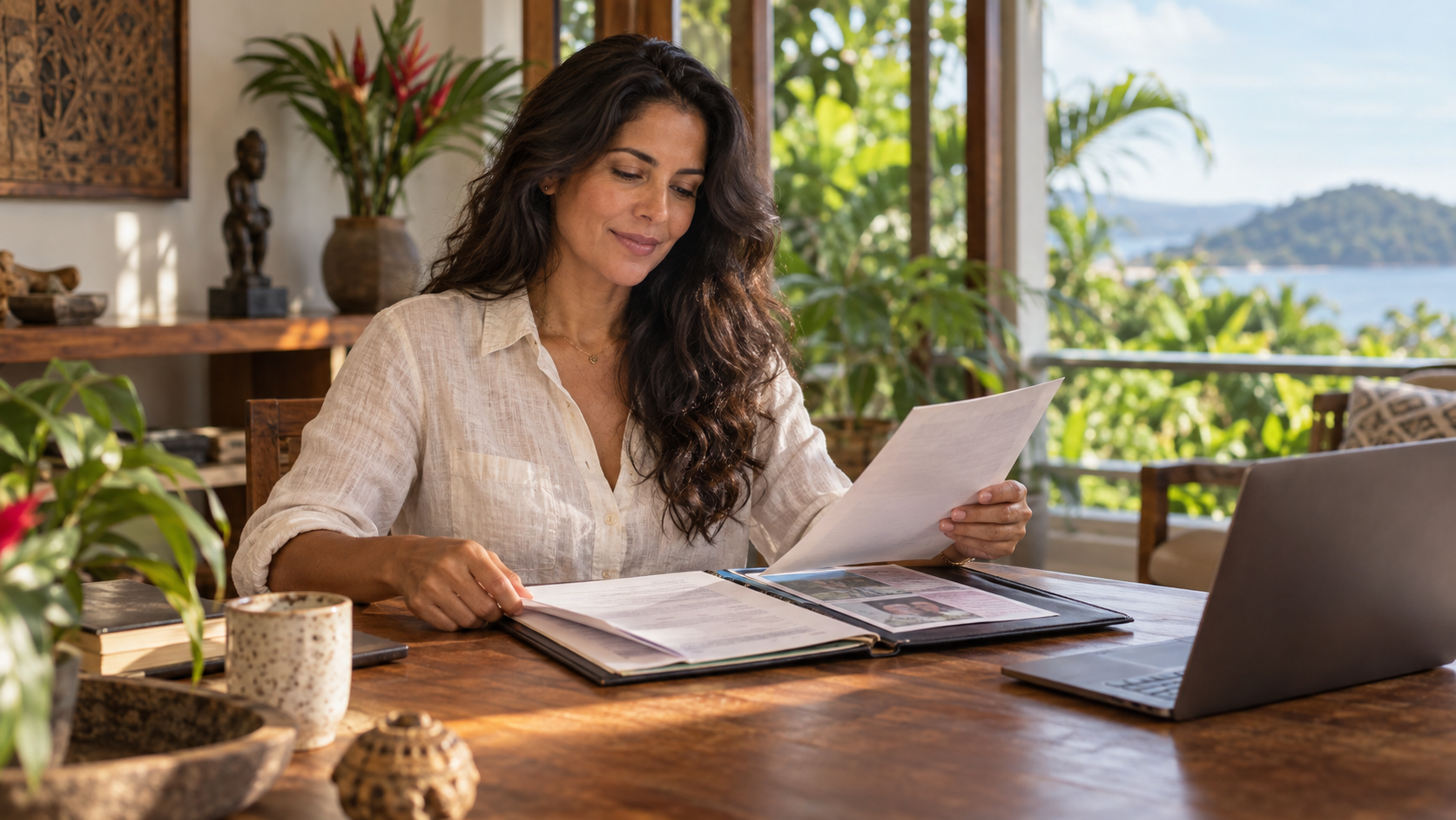 Applicant reviewing documents for a Costa Rican citizenship route