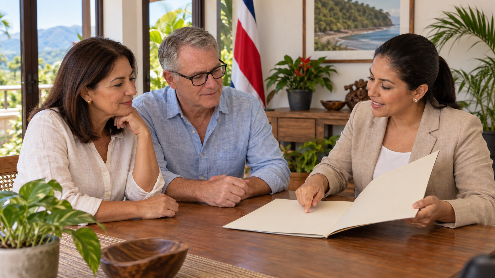 Couple receiving guidance about a DIMEX renewal appointment