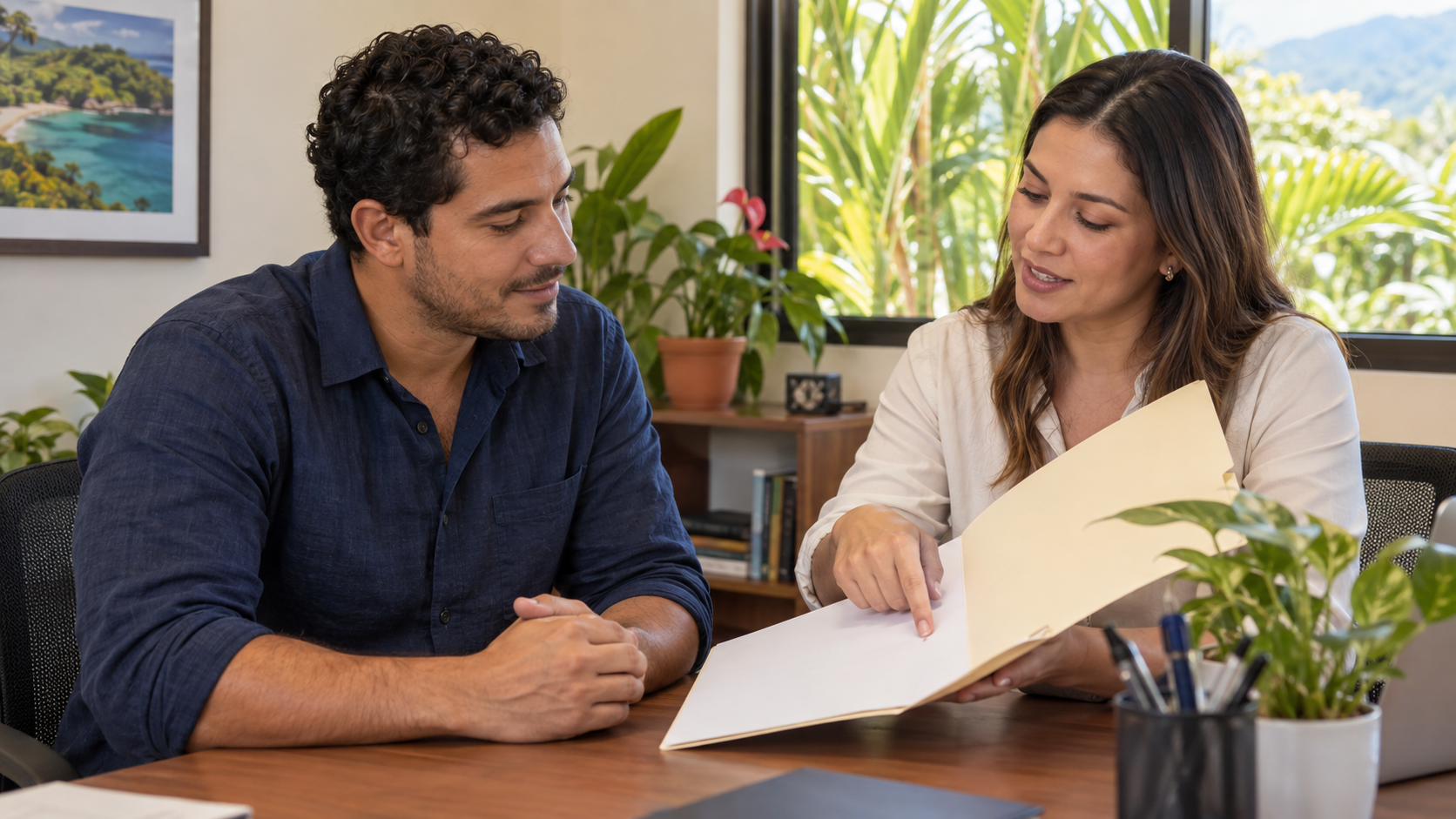 Job applicant receiving personal guidance about Costa Rica work authorization