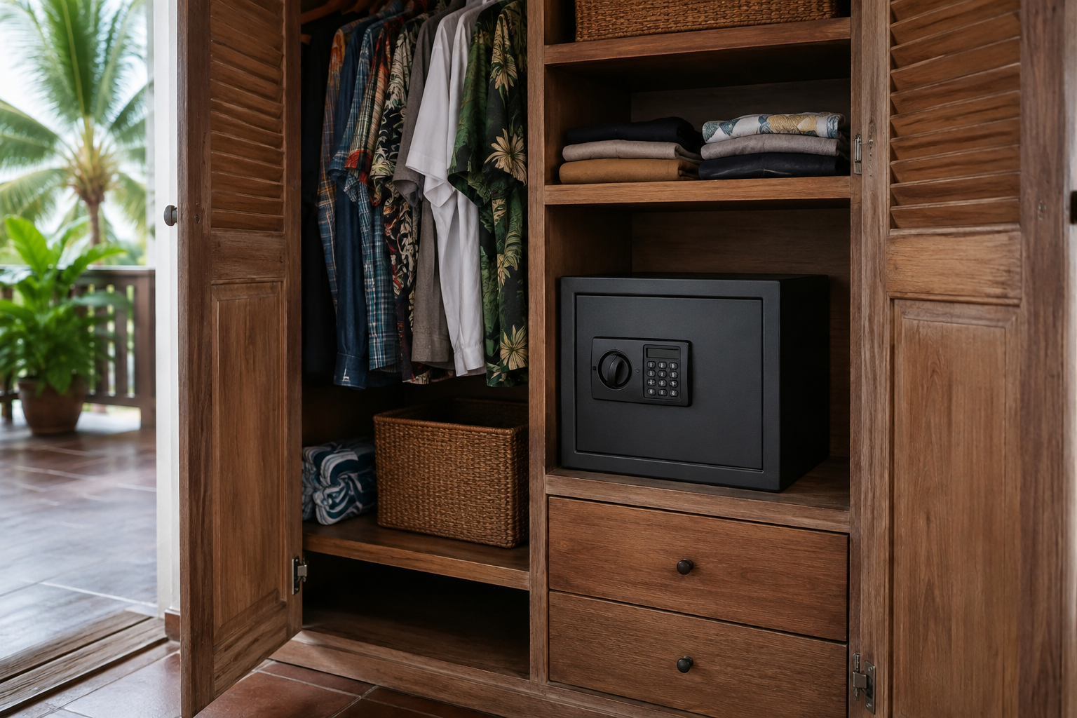 A locked storage cabinet for securing a firearm.