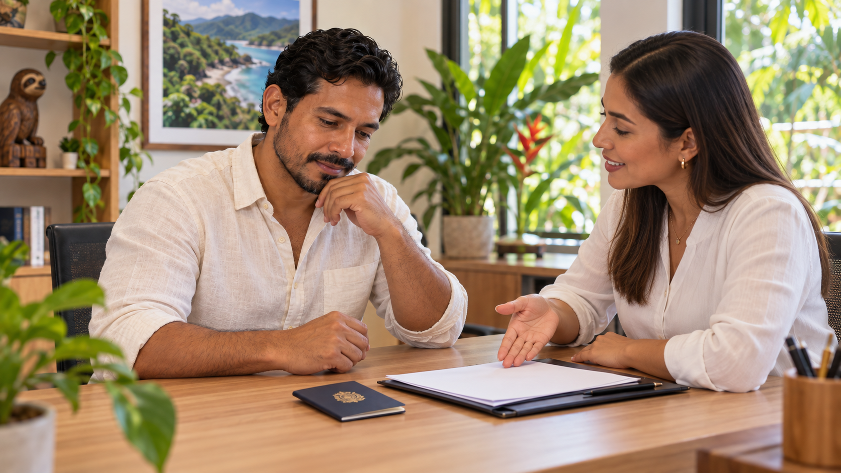 Applicant receiving work permit guidance from a Costa Rica immigration advisor