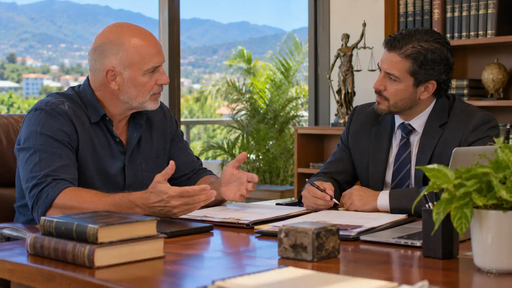 A man discussing an appeal with a lawyer in a law office