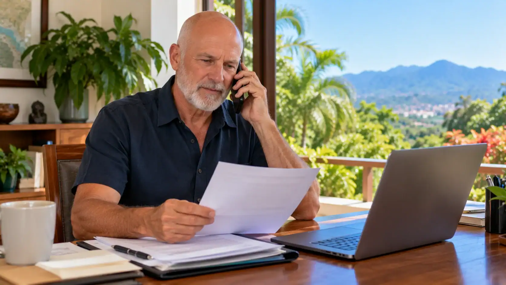 A man on a phone call requesting a corrected certificate from a records office