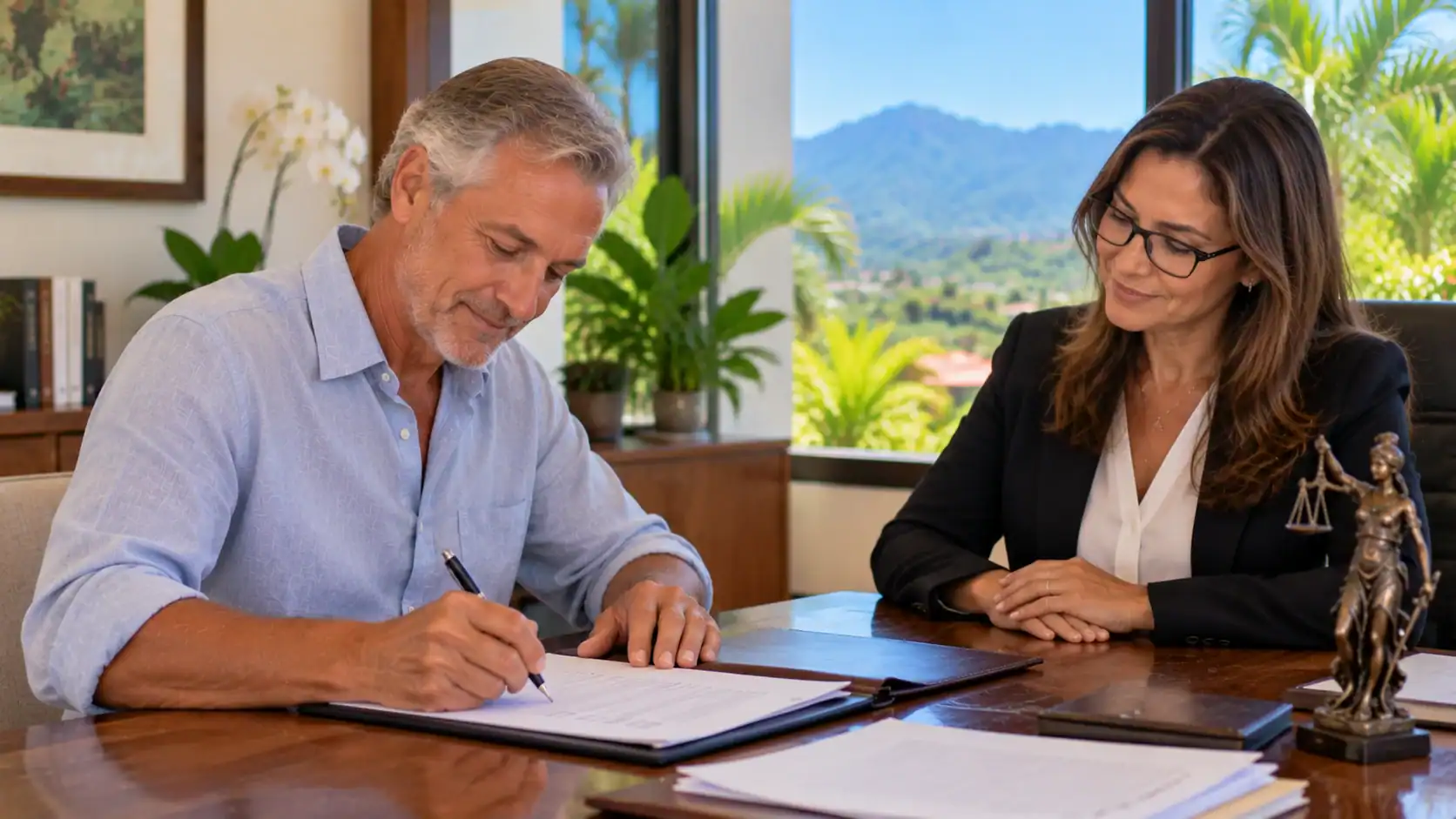 A man signing a power of attorney in front of a notary