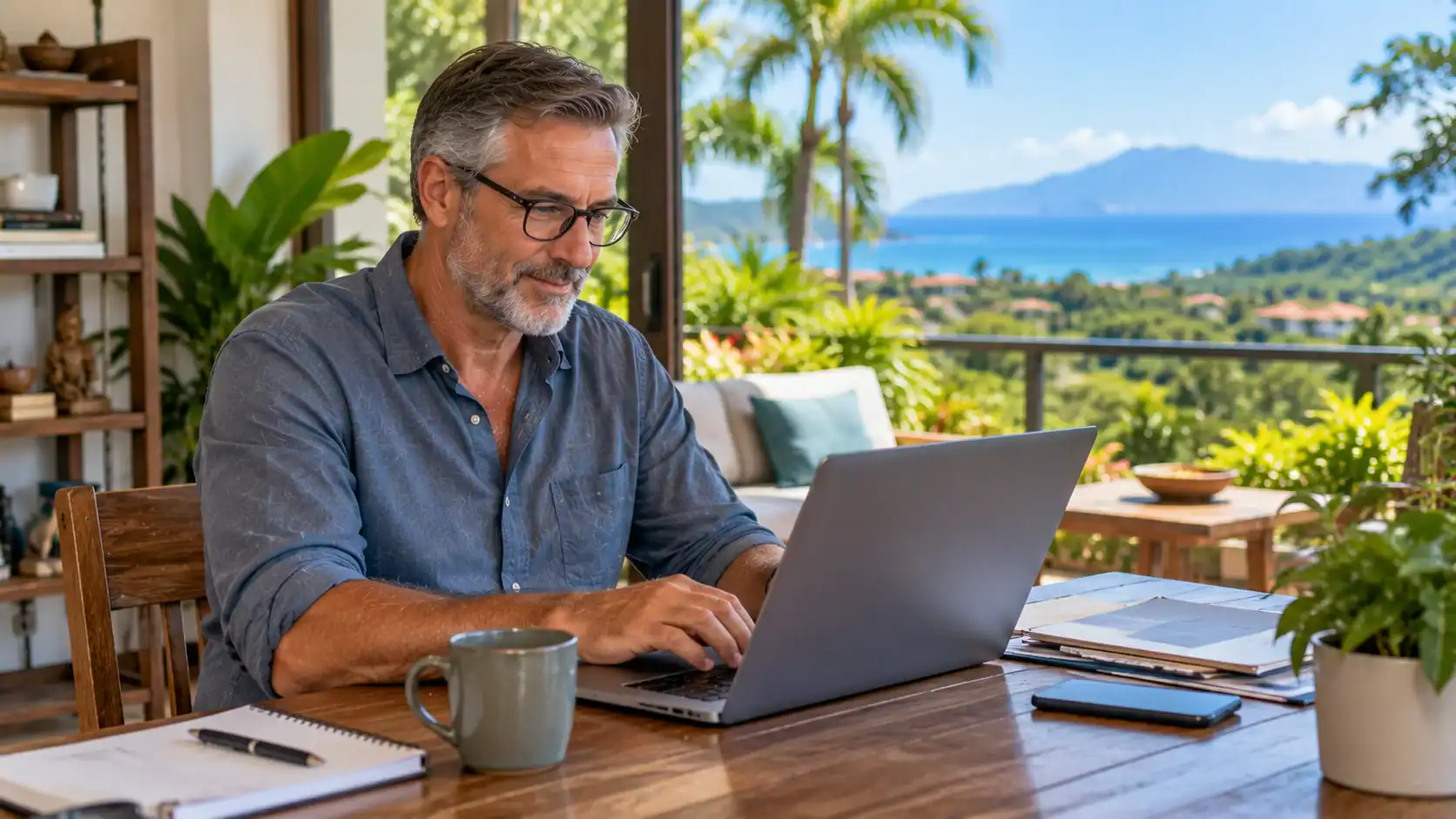 A person using a government online service portal on a laptop in Costa Rica