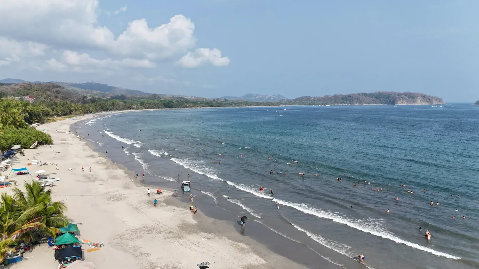 The wide bay at Tamarindo beach in Guanacaste, Costa Rica